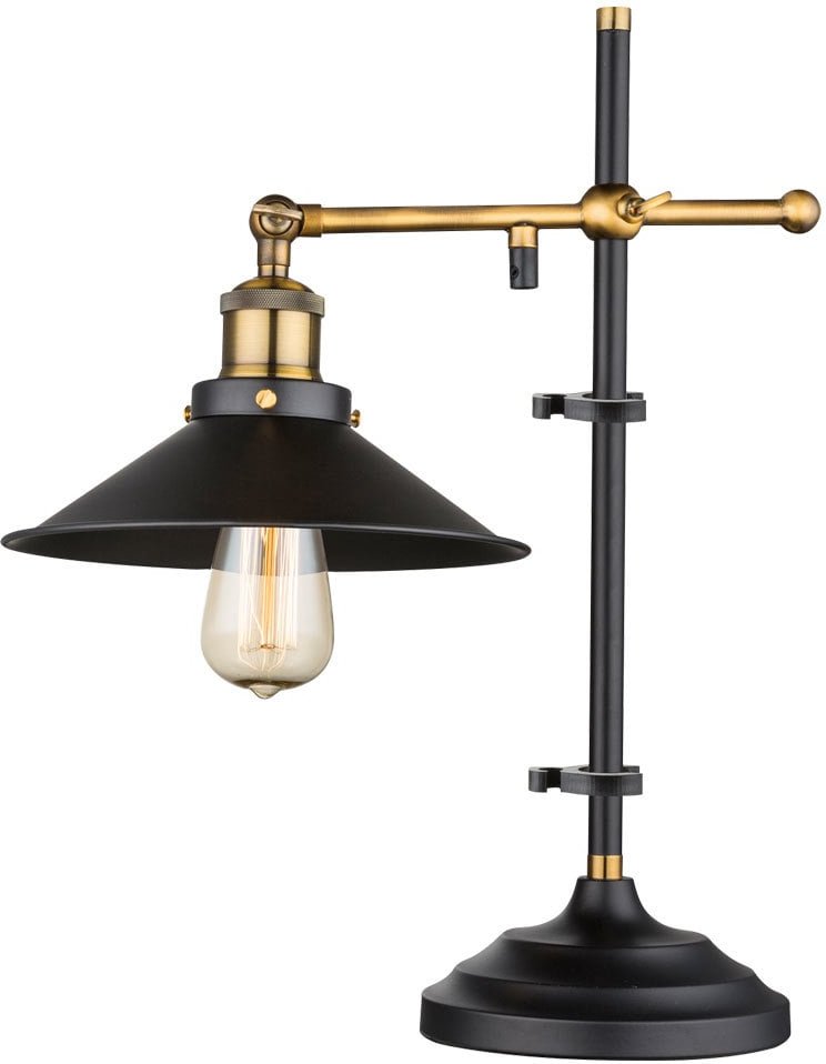 Vintage Tisch Leuchte Wohn Arbeits Zimmer Alt Messing Leuchte schwarz Höhe verstellbar Globo 15053T