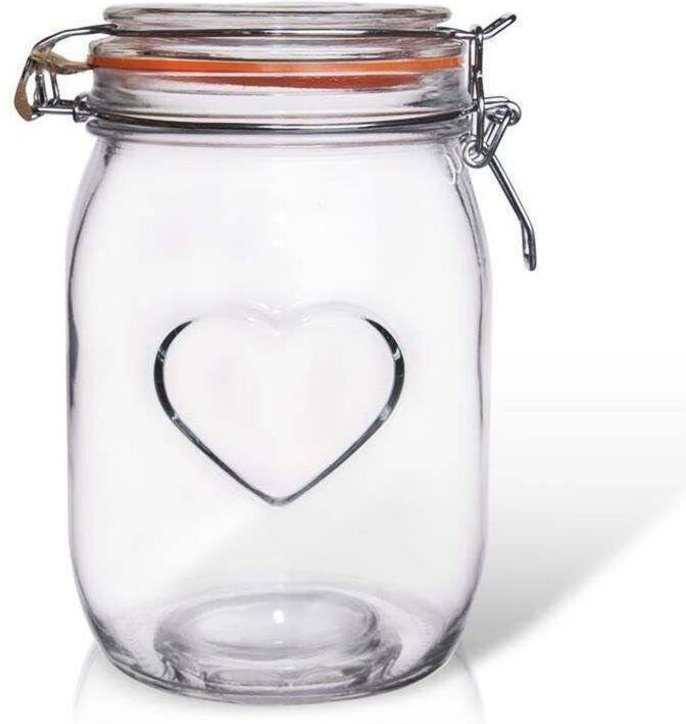 Dicker glasbehalter mit dichtem patentverschluss und gummidichtung