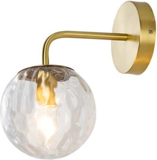 Wandlampe Kugel Glas Amber mit Blasenstruktur, Goldene LED Wandleuchte Modern Dimmbar, Dekorative Beleuchtung für Schlaf...