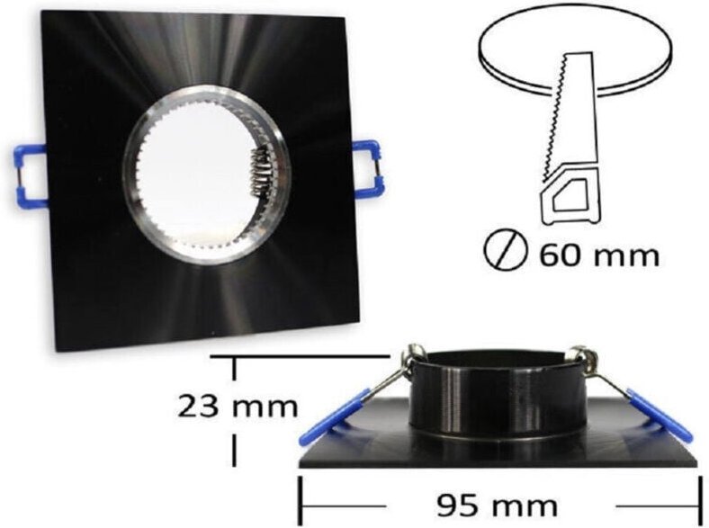 Ymyny - Quadratische Einbaustrahlerhalterung, GU10 Strahlerhalterung, P9 Strahlerhalterung - Schwarz