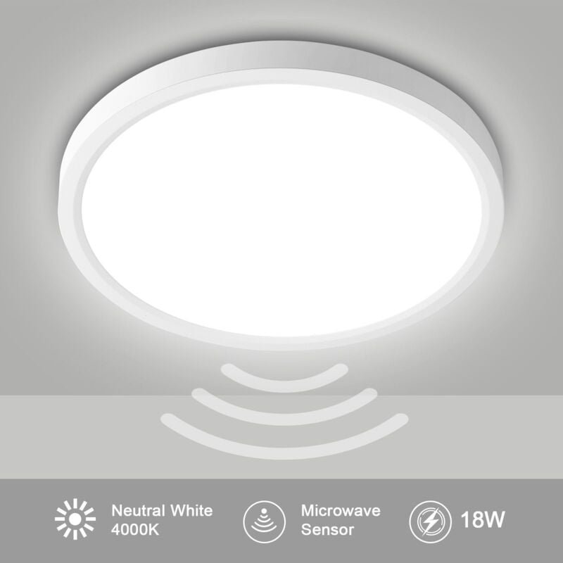 Led Deckenleuchte mit Bewegungsmelder Rund in Weiß 18W Flurlampe