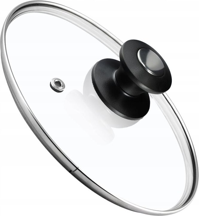 Kadax - Topfdeckel, Universaldeckel aus Glas mit Schwarz und Silber Griff, 24 cm