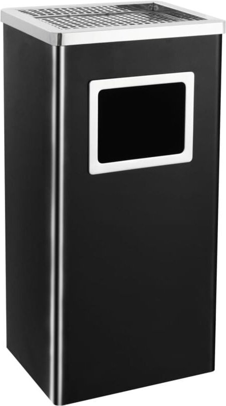 Thumbnail - Mülleimer mit Aschenbecher Hotel 45 l Stahl Schwarz - Vidaxl