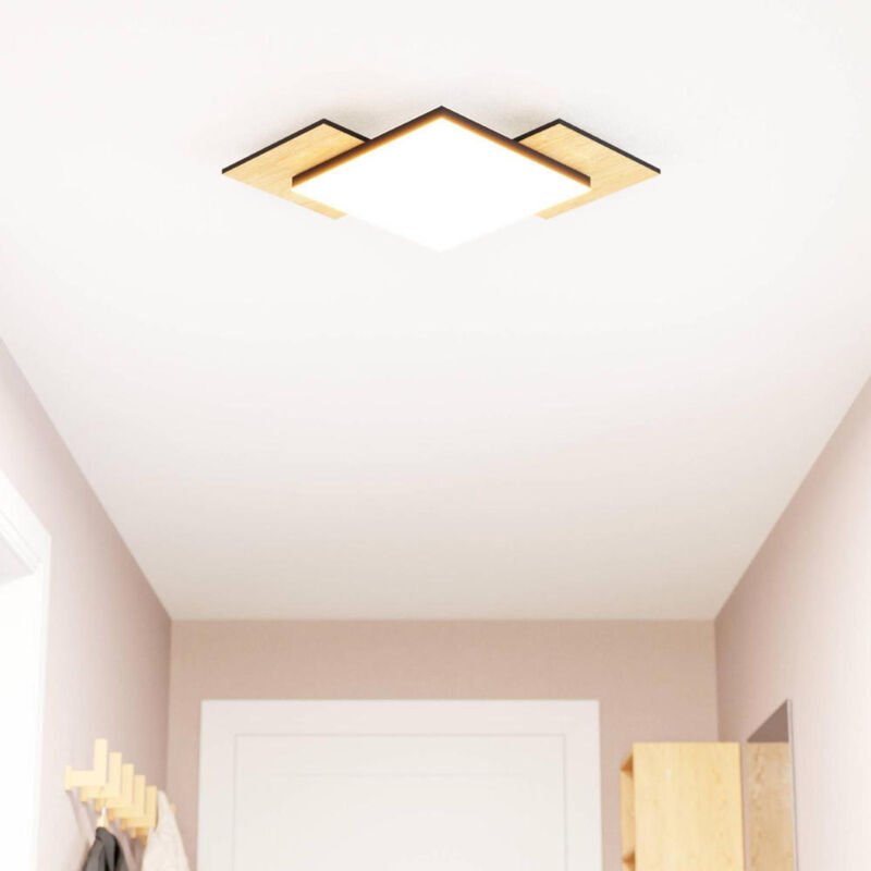 Led Deckenleuchte Tamuria 28,5x28,5cm schwarz, braun Deckenlampe Lampe - Eglo