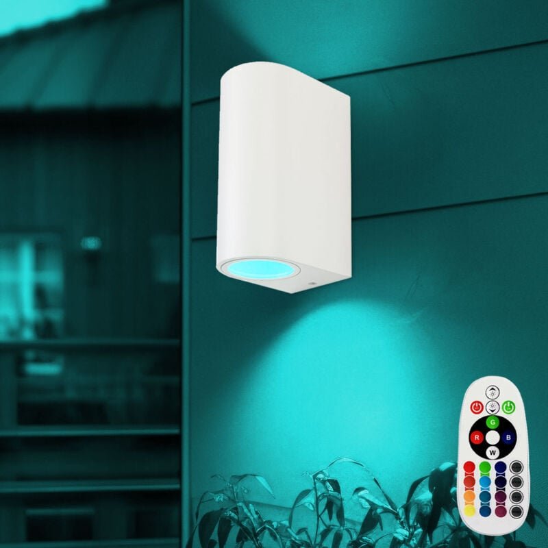 Alu Wand Lampe Fernbedienung Außen up down Garten Strahler dimmbar im Set inkl rgb led Leuchtmittel