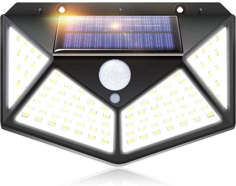 Linghhang - iotses 100 led 2200 mAh Solarlicht für den Außenbereich, 3 Modi mit 270º Bewegungsmelder auf vier Seiten, IP...