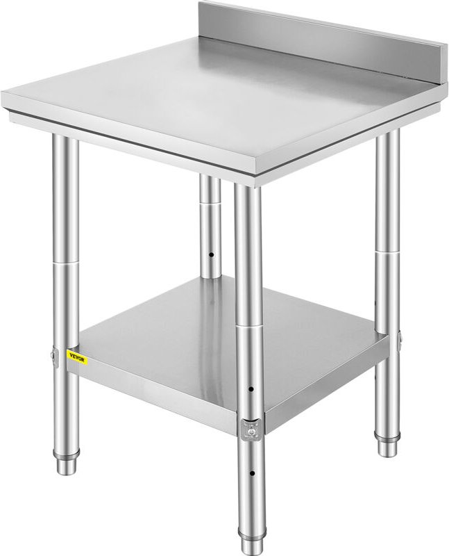 VEVOR Edelstahl Arbeitstisch 60 cm x 60 cm Essenszubereitung mit Aufkantung für die Zubereitung von Mahlzeiten, Nähen, W...