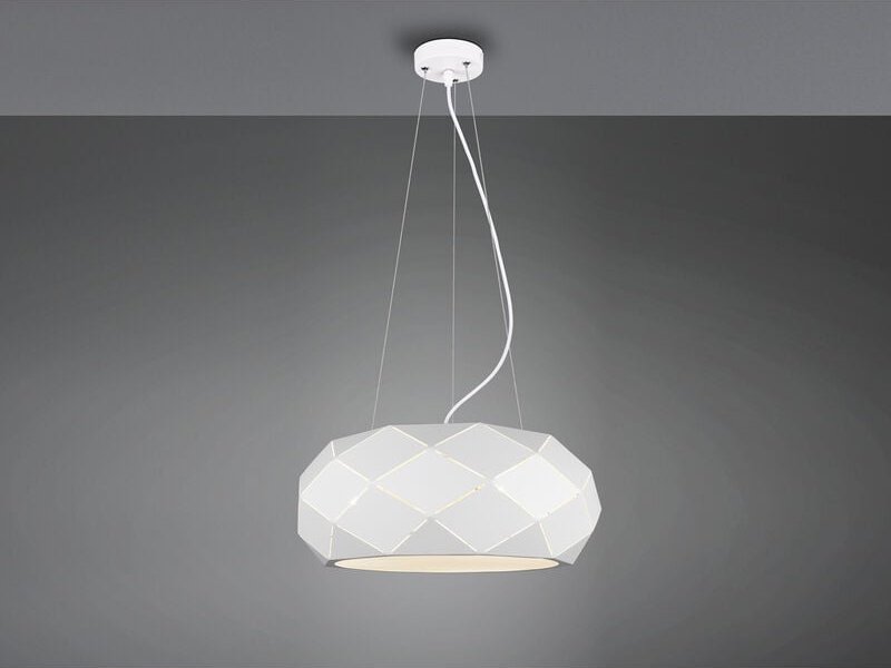 Große led Pendelleuchte mit Lasercut Muster Weiß matt, ø 50cm