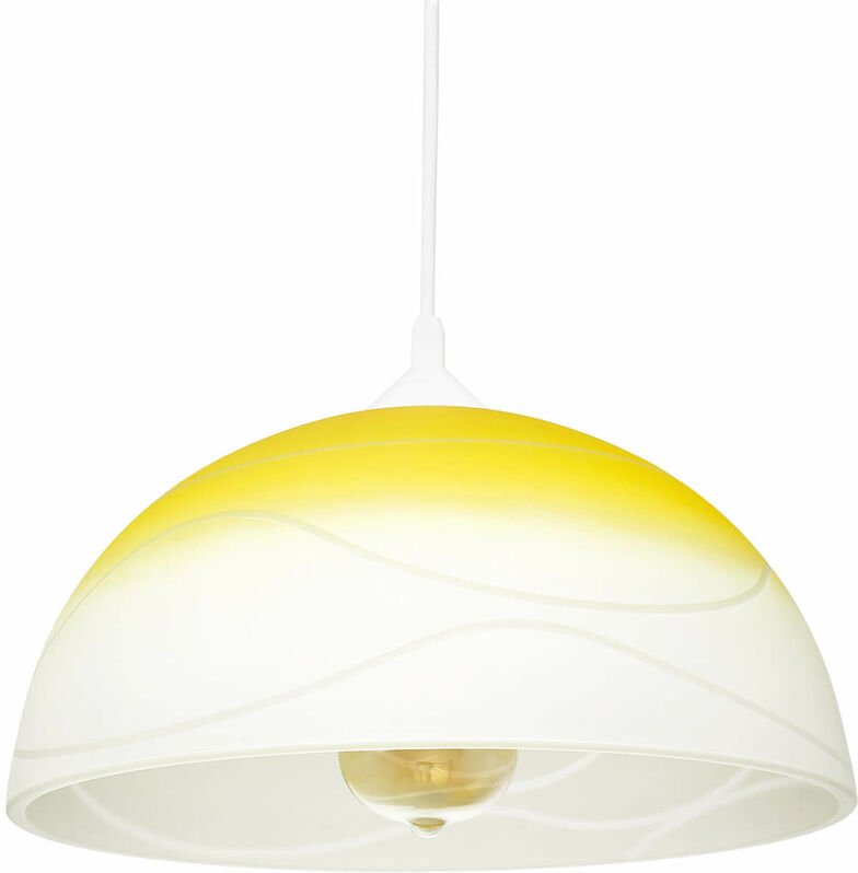 Licht-erlebnisse - Hängeleuchte Retro Weiß Gelb Küche Esstisch 30 cm rund