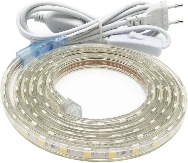 3M LED-Streifen, Sehr heller 220V LED-Streifen mit Schalter, 5050 IP65 Wasserdicht, Warmweiß 26 Bewertungen