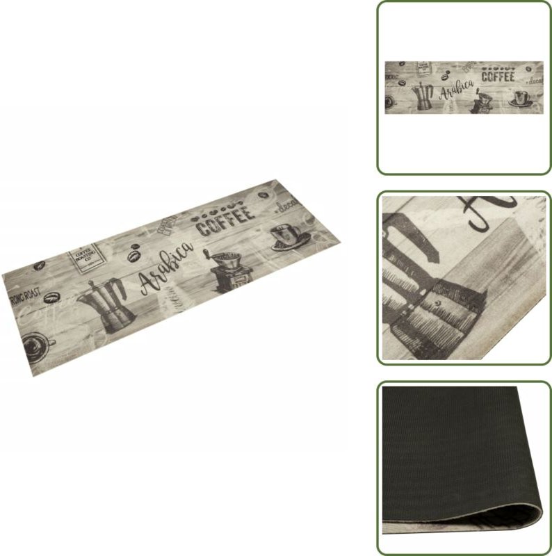 Vidaxl - Küchenteppich Waschbar Kaffee Grau 60x180 cm Samt - Küchenläufer - Samt - Kaffeefarbe - Grau - Badezimmerteppic...