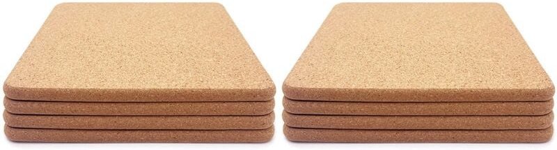 2X Hochdichtes, Dickes, Quadratisches Korkpad für Heiße Gerichte, 8 Hitzebeständiger Multifunktions-Korkuntersetzer, Kor...
