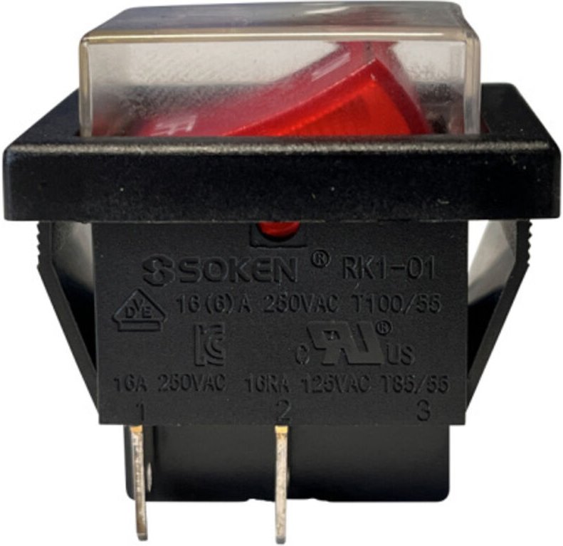 SOKEN RK1-01 Wippschalter 250V AC 16A 4Pin Schalter mit Spritzwasserabdeckung