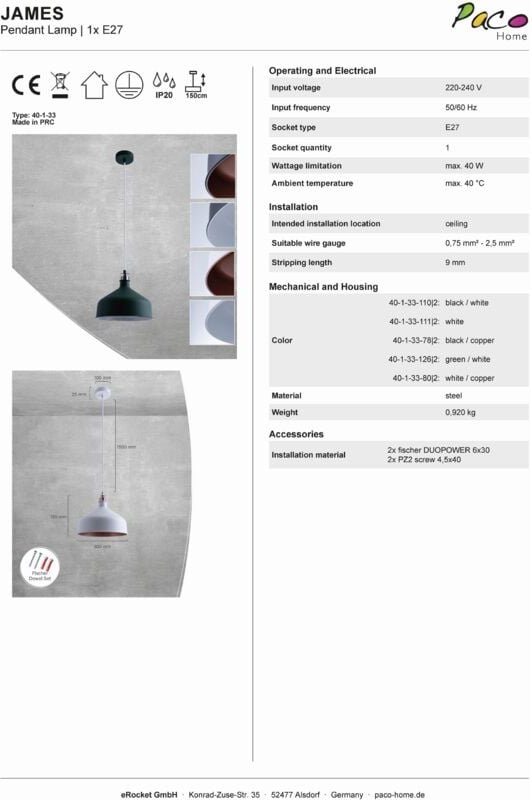 Pendelleuchte Küchenlampe Hängend Hängelampe Esszimmer Esstischlampe Industrial Weiß-Kupfer, Klar G95 800 Lumen / 7W - P...