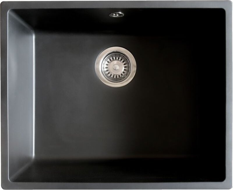 Essebagno Sierra Spüle mit 1 Becken 54x44 aus schwarzem Kunstharz