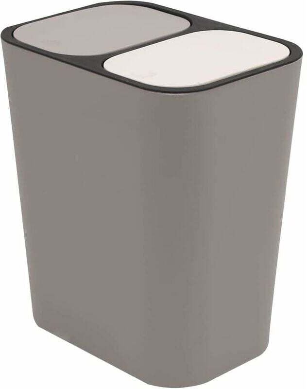 Doppelter Recycling-Mülleimer, Aufbewahrungsbox, rechteckiger Kunststoffbehälter mit Druckknopf, zwei Fächer für Küche, ...