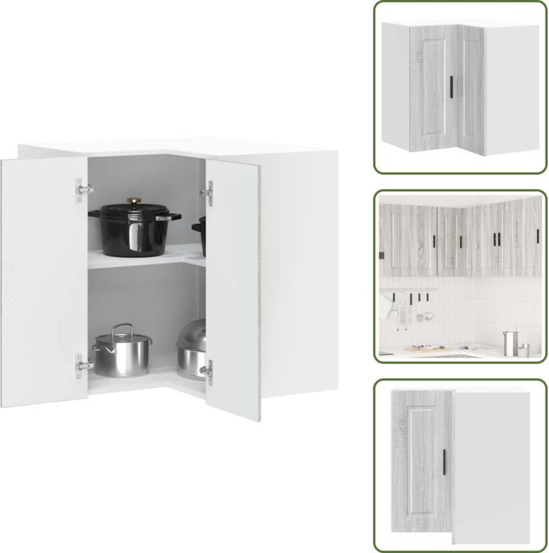 The Living Store Küchen-Eckhängeschrank Porto Grau Sonoma Holzwerkstoff - Eckschrank