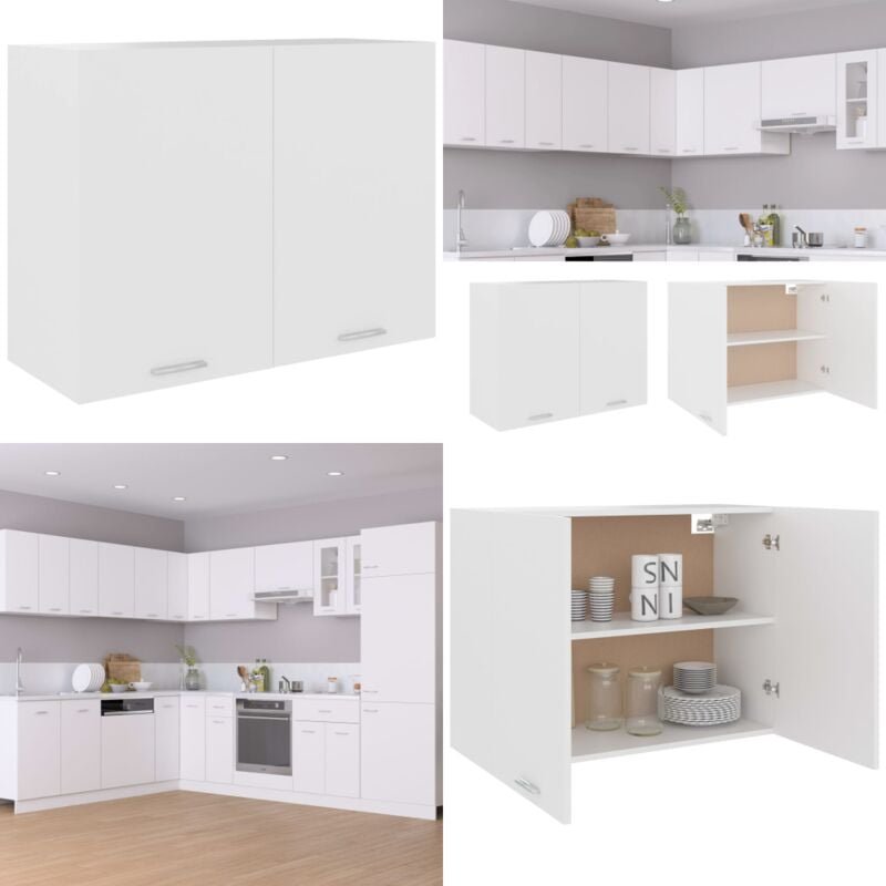 Hängeschrank Weiß 80x31x60 cm Holzwerkstoff - Küchenregal - Wandhänger - Aufbewahrungsregale - Weißes Regal - Küchenorga...