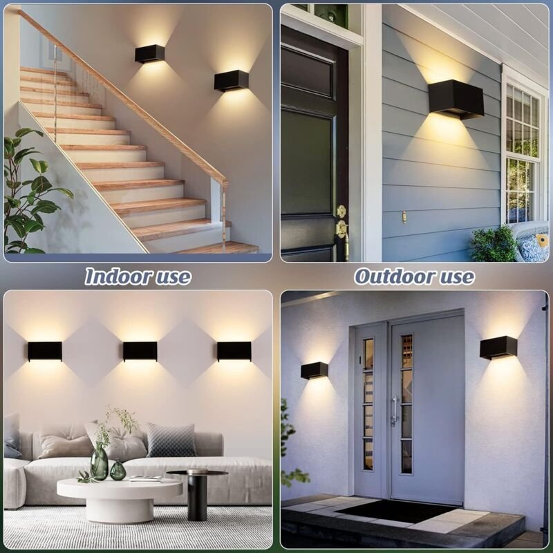 Wandleuchte für den Innen- und Außenbereich, 24 W, schwarze LED-Wandleuchte, 3000 K warmweiß, mit einstellbarem Abstrahl...