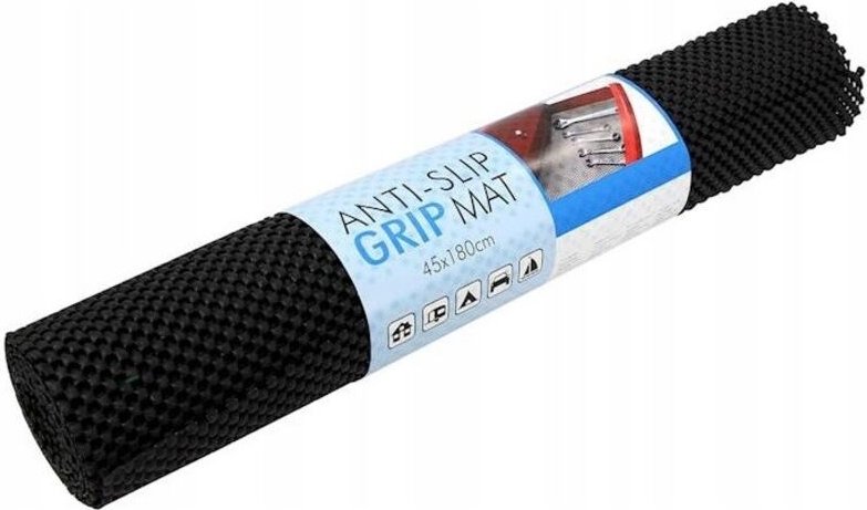 Schwarze, rutschfeste Schutzmatte für Schränke und Schubladen, 180 x 45 cm