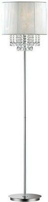Opera - 1 Leuchte Stehlampe Chrom, Weiß, Klar mit Kristallen und Weißem Schirm, E27 - Ideal Lux