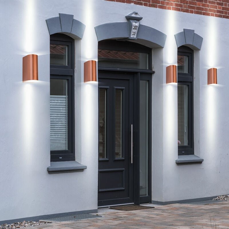 4er Set LED Außen Wand Lampen ALU UP DOWN Strahler Garten Veranda Leuchten