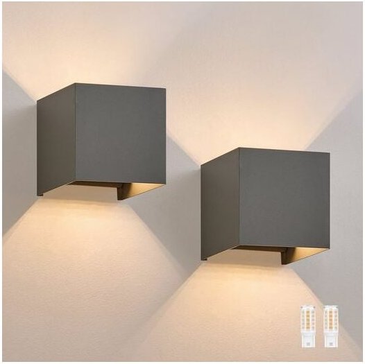 Led Wandleuchte Innen Wandlampe - 2ER Set Außenwandleuchten Grau Wandbeleuchtung Aussen Aussenlampe Außenlampe Up Down A...