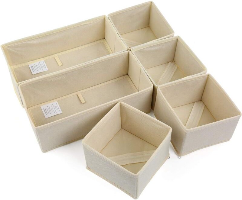 Aufbewahrungsbox, 6er-Set faltbare Schubladenorganizer aus Vliesstoff, Aufbewahrungskörbe für Socken, BHs, Babykleidung ...