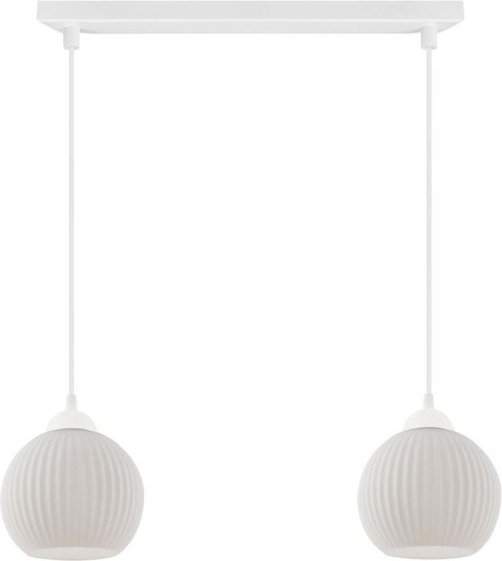 Riffle Weisse Hängelampe 2 Flache Weisse Kugelform E27