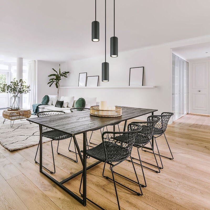 Hängeleuchte grau matt Pendelleuchte 3 Flammig Esszimmerleuchte Hängelampe, Alu Metall, 3x GU10 Fassungen, DxH 21x120 cm