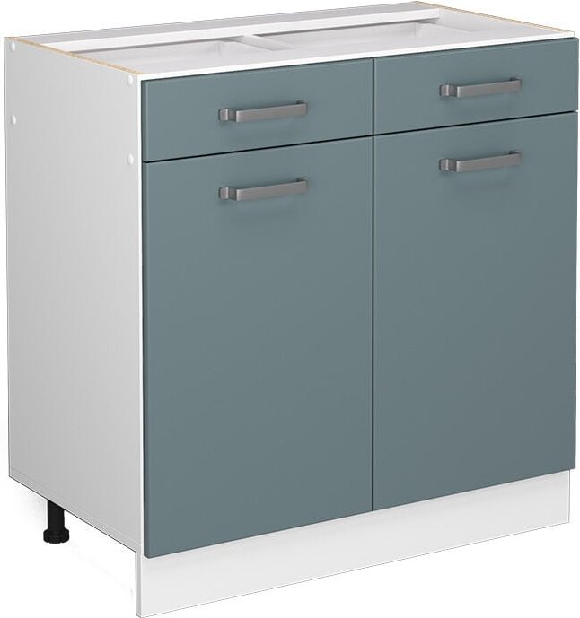 Küchenunterschrank R-Line, Blau-Grau, 80 cm , ohne Arbeitsplatte, Vicco