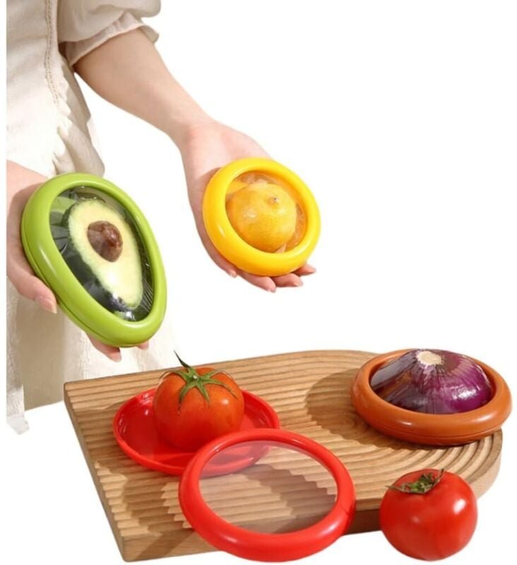 4er-Set wiederverwendbare Aufbewahrungsbehälter für Kühlschrank, Avocado- und Tomatenbehälter, ideal für Knoblauch, Zwie...