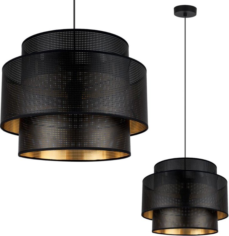 Asti Trio Hängelampe Schwarz Und Gold 35cm Mesh