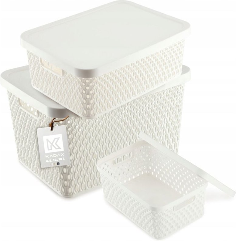 Box mit Deckel Behälter Korb Organizer-Set 4,5 l+12 l+18 l - Kadax