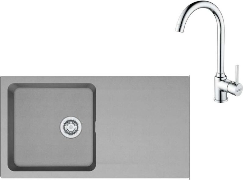Sets - Set T98, Tectonite-Spüle oid 611 und Armatur fp 9000.031, grau / chrom 143.0675.702 - Franke