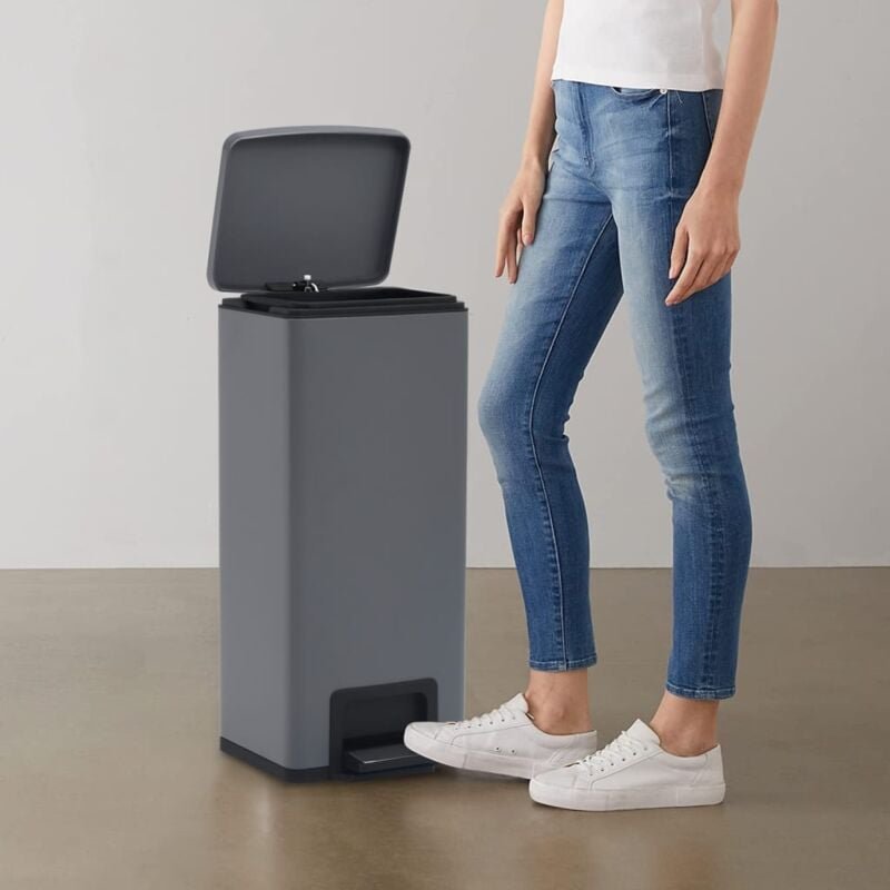 Vidaxl - Mülleimer mit Pedal Anti-Fingerabdruck 30 l Grau Edelstahl