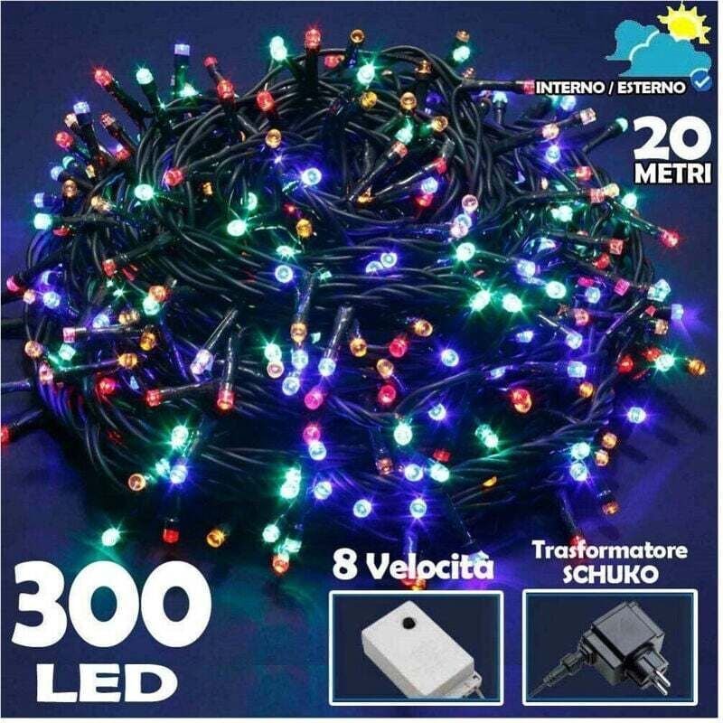 300 LED-Lichterkette mit mehrfarbigen Glühwürmchen, 8-Funktions-Controller, für den Außenbereich – - Ymyny