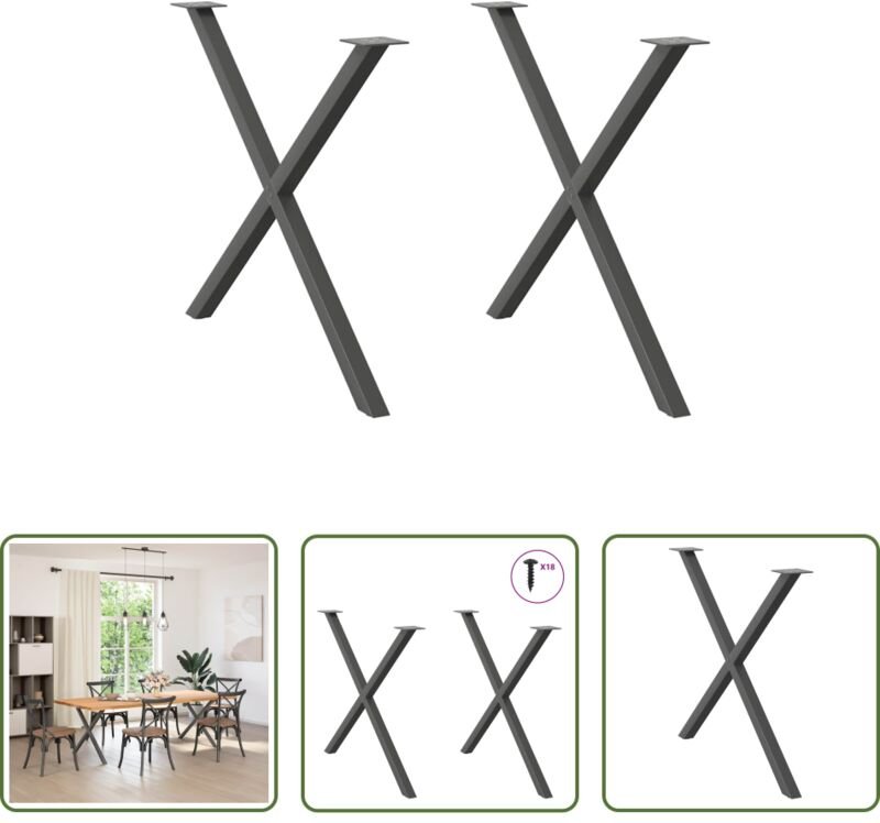 Tischbeine - Esstischbeine X-Form 2 Stk. Anthrazit 90x(72-73) cm Stahl