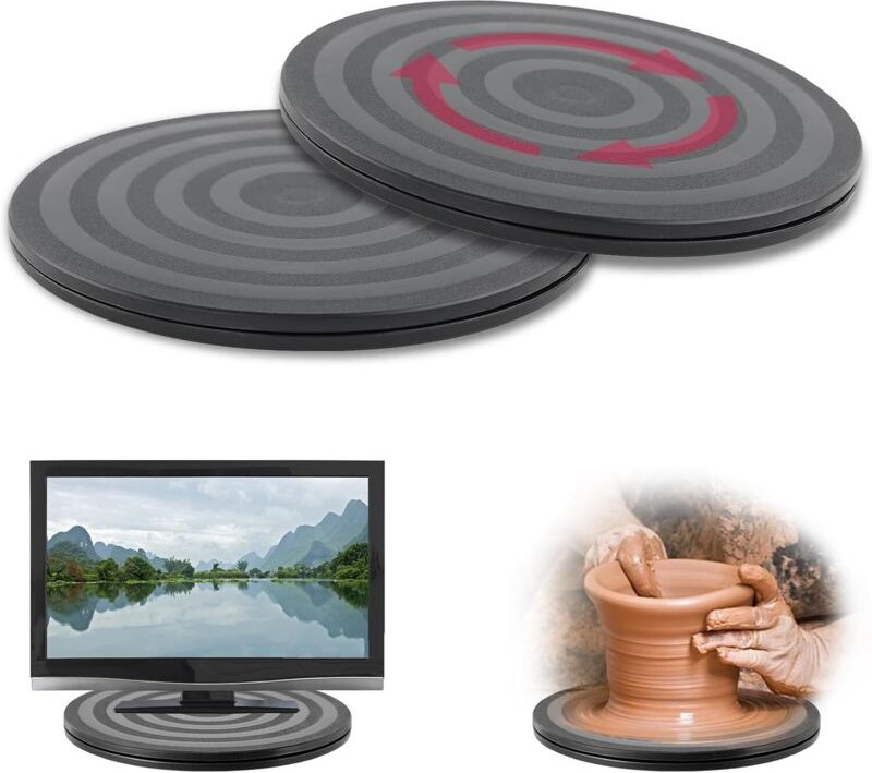 2 Stück universelle 20-cm-Drehteller, 20 kg Tragkraft, 360° drehbar, für Topfpflanzen, Lautsprecher, Laptops, Monitore u...