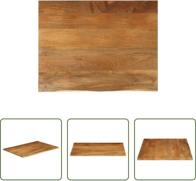 Massivholz - Tischplatte mit Baumkante 100x80x2,5 cm Massivholz Mango