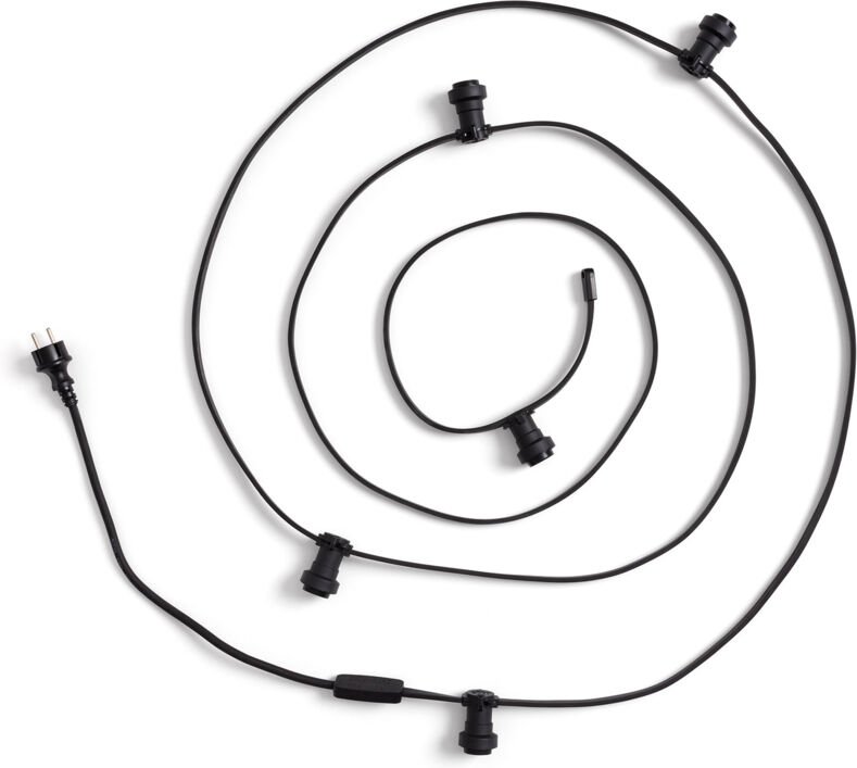 Girlande für den Außenbereich IP44 Flaches Kabel mit Fassung E27 nach Maß Schwarz 5 m