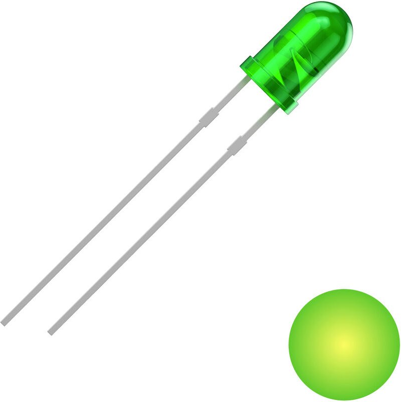 Quadrios - 2111O153 led bedrahtet Gelb-Grün Rund 3 mm 700 mcd 30 ° 20 mA 2 v