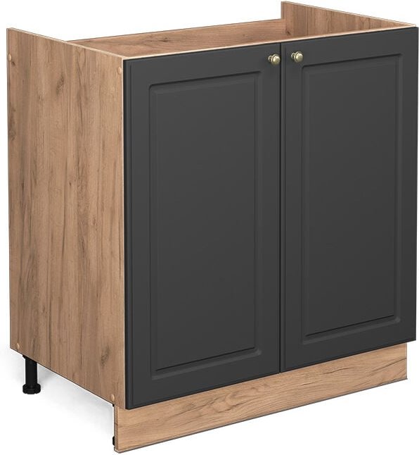 Vicco - Spülenunterschrank Fame-Line, Anthrazit-Gold, 80 cm ohne Arbeitsplatte