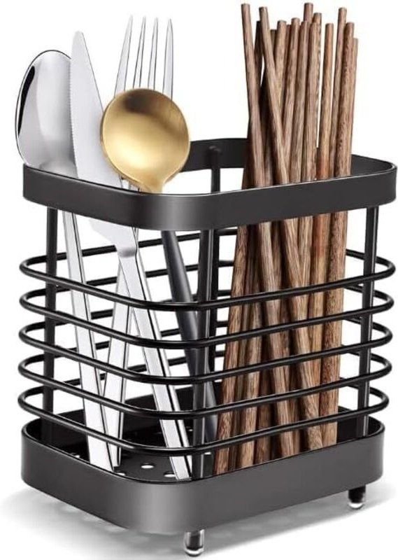 Besteckkorb aus Edelstahl, Abtropfgestell für Besteck aus Edelstahl, Küchenutensilienhalter zur Aufbewahrung von Messern...