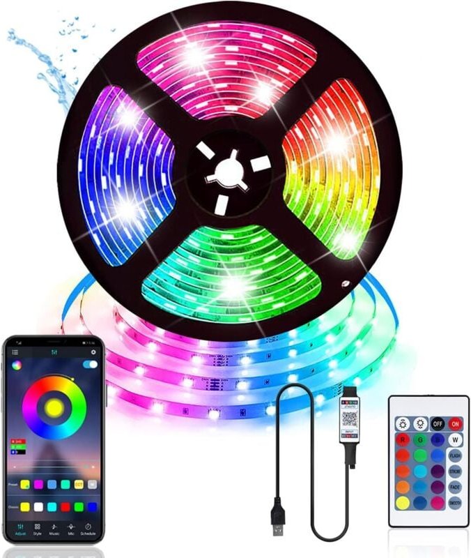 Thumbnail - Jalleria - LED-Streifen, 5 m, usb, Schlafzimmer, LED-Streifen, Dekoration, 5050 rgb, Bluetooth-Licht mit App-Steuerung, ...