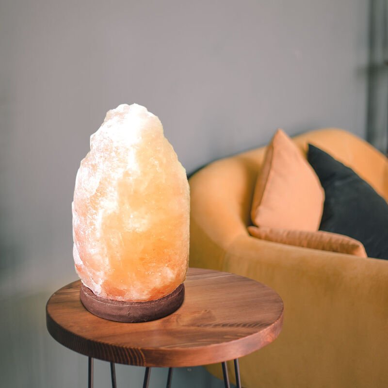 Globo - Tischleuchte Beistelllampe Nachttischlampe Tischlampe Leseleuchte, Holz Salzkristall braun naturfarben, USB-Kabe...