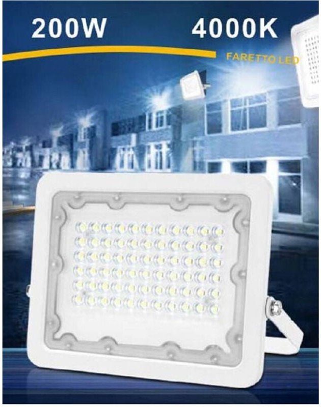 Trade Shop - LED-Strahler 200 Watt Ultraflach Außen Weiß IP65 Licht 6500K 4000K 3000K FS200W-B -