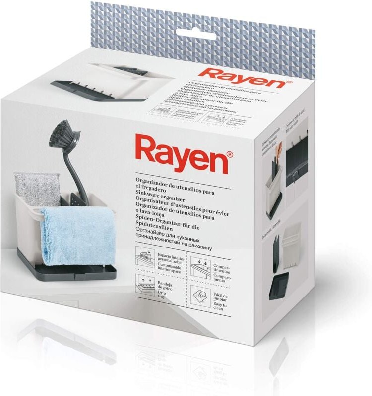 Waschbecken Utensilien Organizer Anpassbarer Innenraum Fächer Tropfschale Leicht zu reinigen, abs, Hellgrau und Dunkelgr...