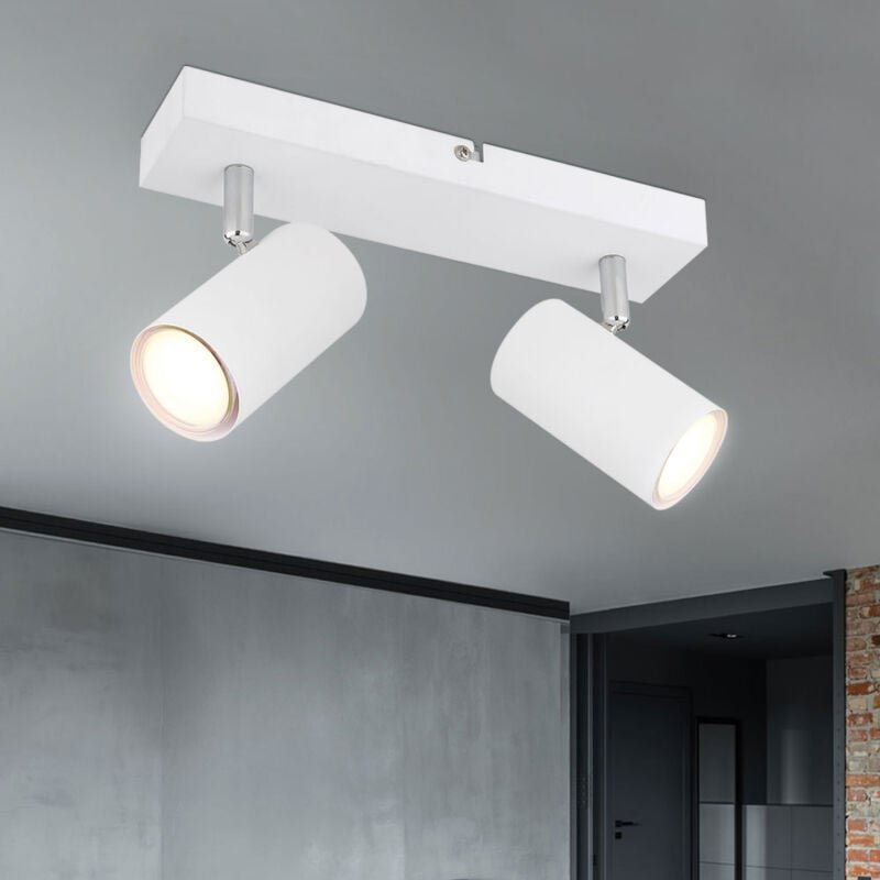 Thumbnail - Globo Lighting - Deckenleuchte Spot 2 flammig Deckenstrahler weiß Deckenlampe Wohnzimmer mit schwenkbaren Strahlern, Met...