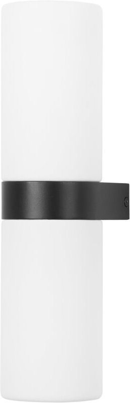 Metà - Aplique de Pared para Baño con IP44 para Bombillas 2xE14 Fabricado en Aluminio Negro y Difusor de Cristal Opal